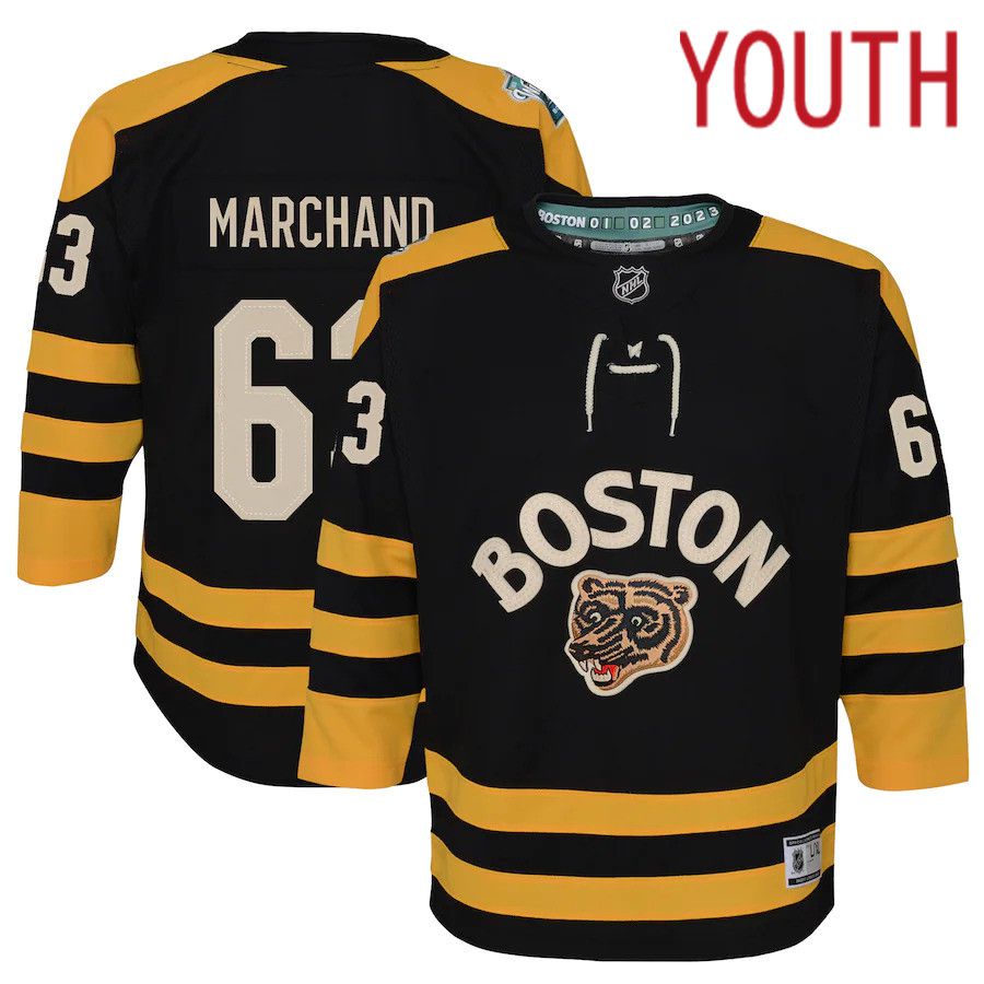 Youth Boston Bruins 63 Brad Marchand Black 2023 Winter Classic Premier Player NHL Jersey